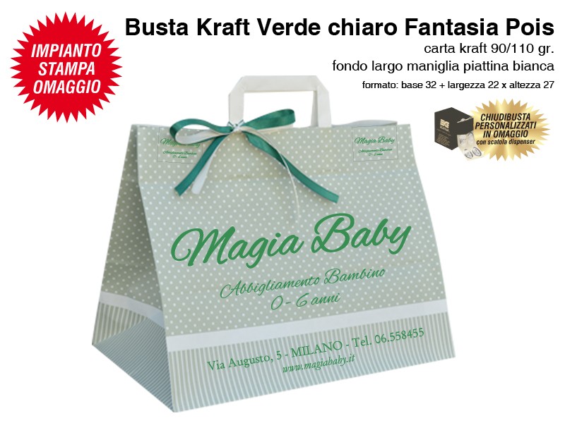 Shopper lusso personalizzate per pasticceria fondo largo