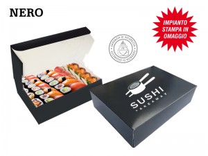 Scatole Per Cibo Da Asporto Personalizzate Nere Per Sushi Pasticceria Panetteria Pizzeria Paninoteca Bar Bistro Ristorante Macelleria